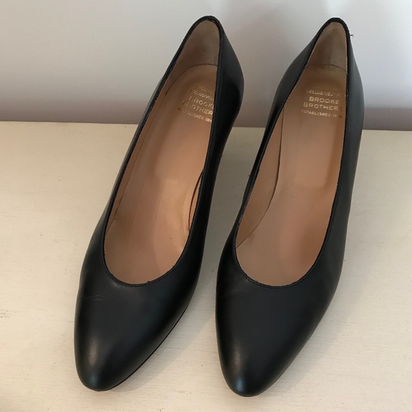 BROOKS BROTHERS BLACK CALF LEATHER HEELS NWOT - Picture 3 of 8